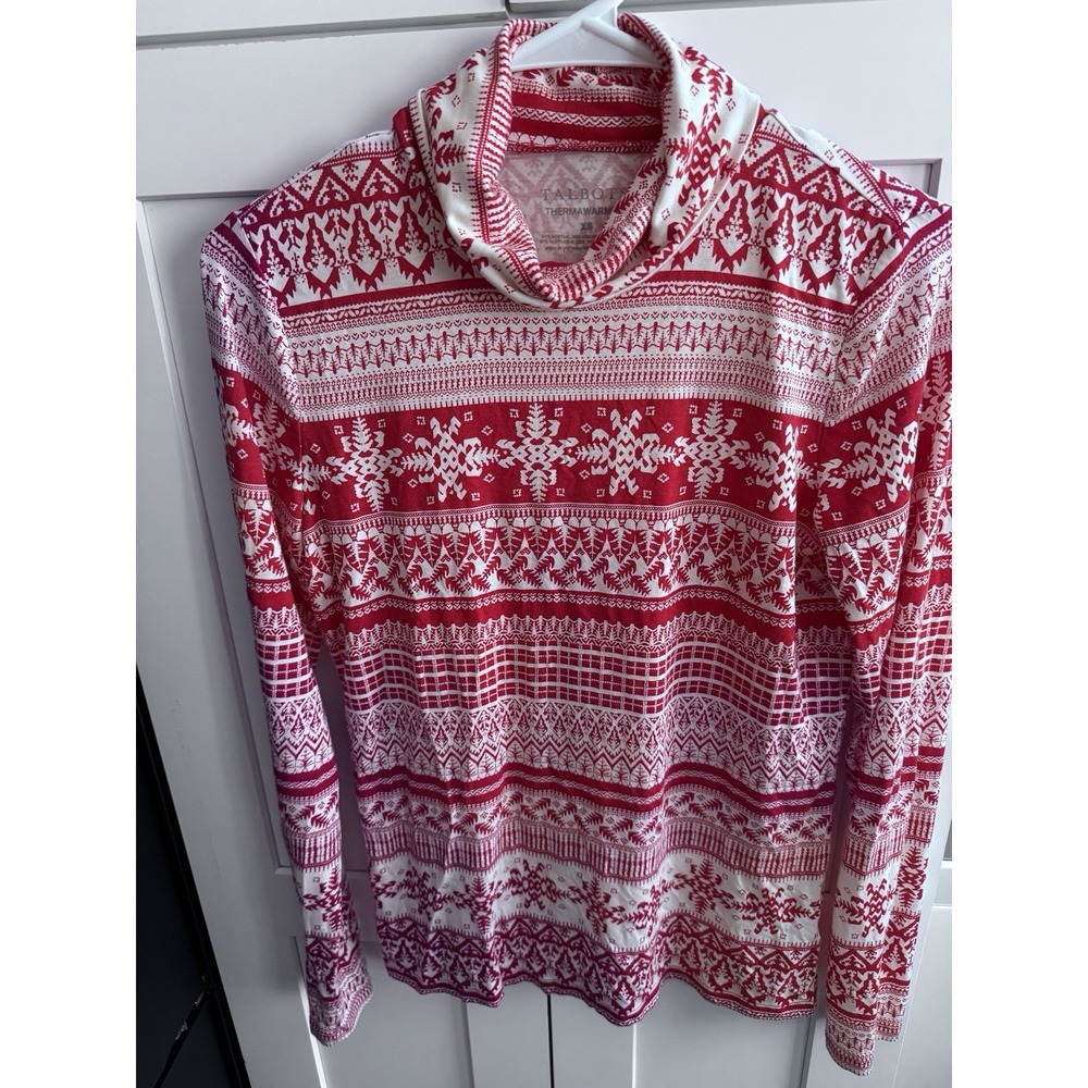 T by Talbots Turtleneck Women's XS Reindeer Thermal Base Layer Winter Lodge‎